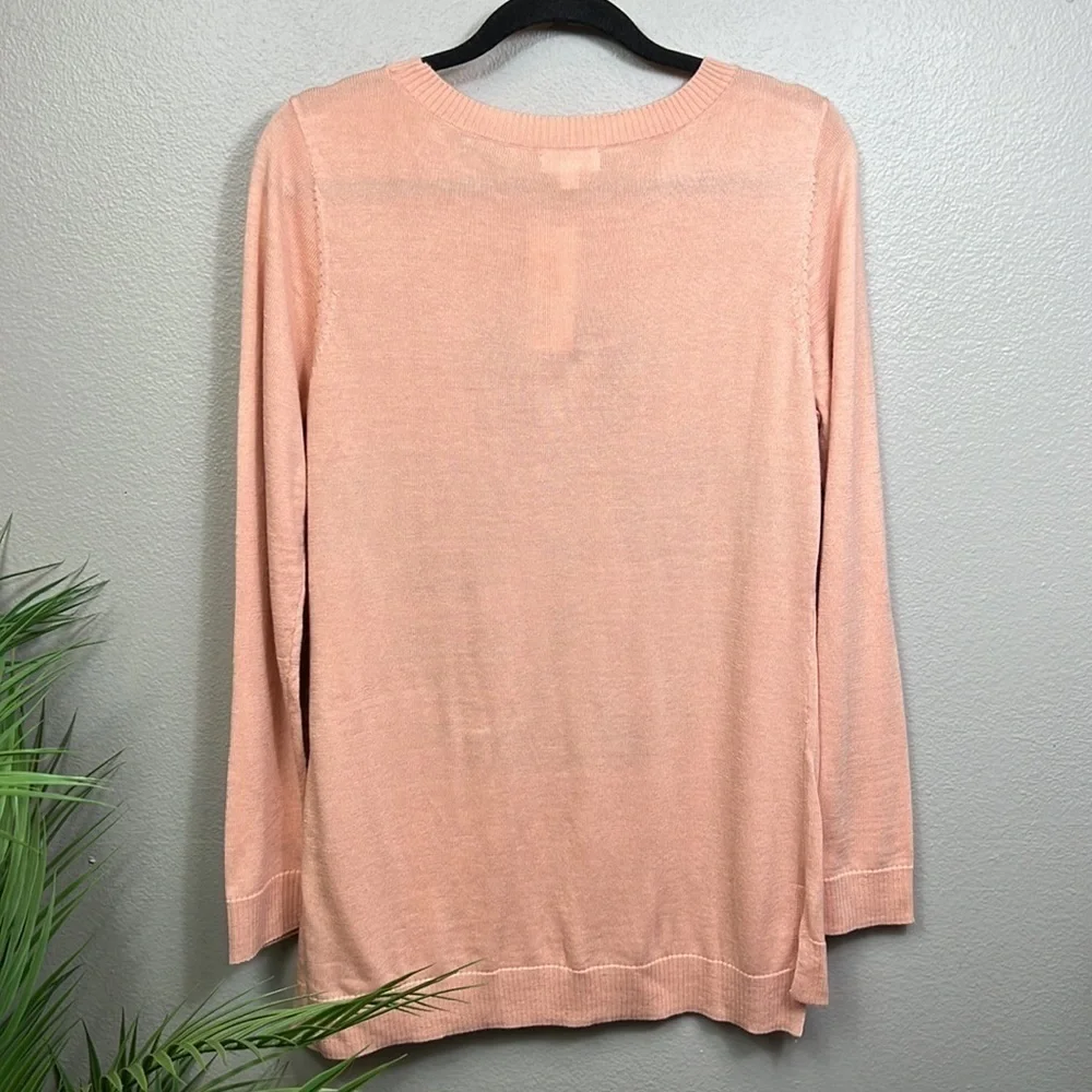 NWT Maison Jules Sweatshirt Crew Swan Motif Pink Gray Long Sleeve XL Feminine - Picture 6 of 12